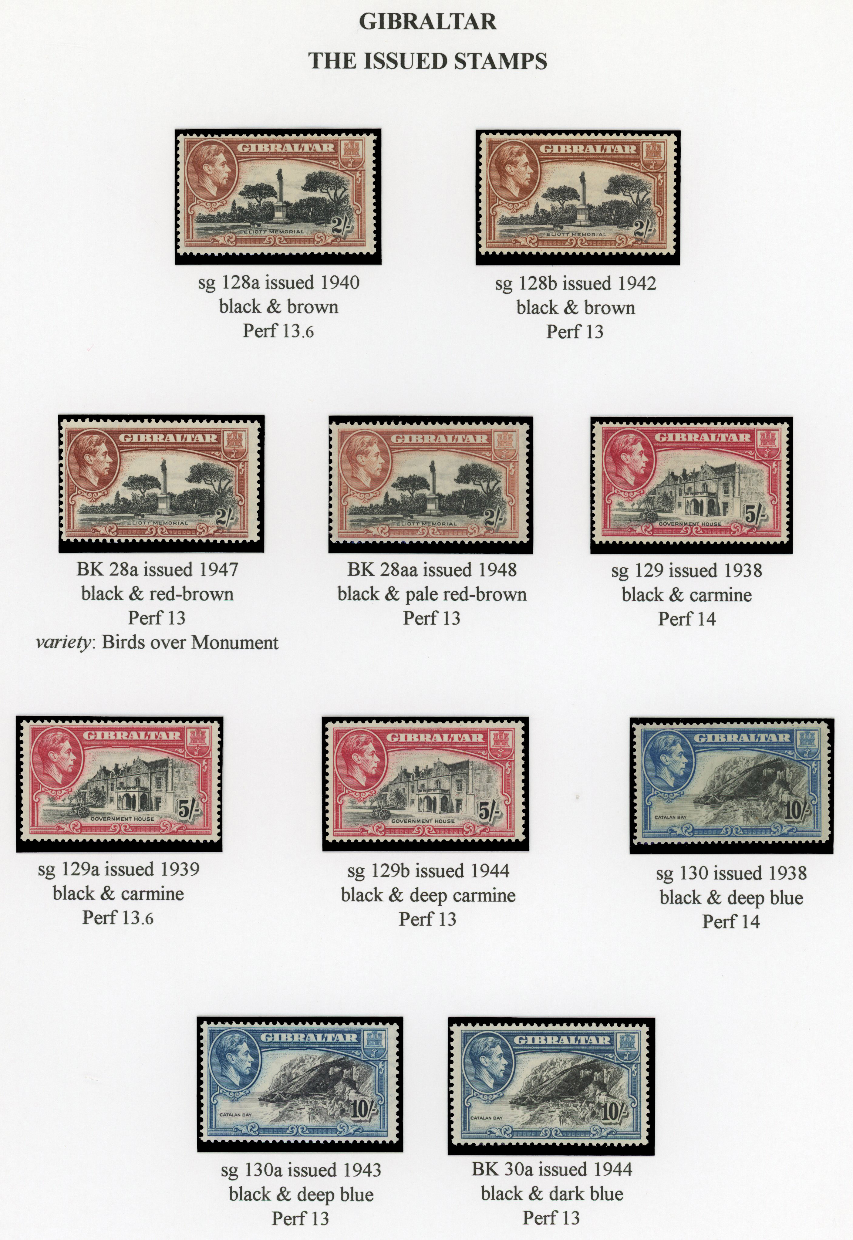 Gibraltar SG 121-131 mint