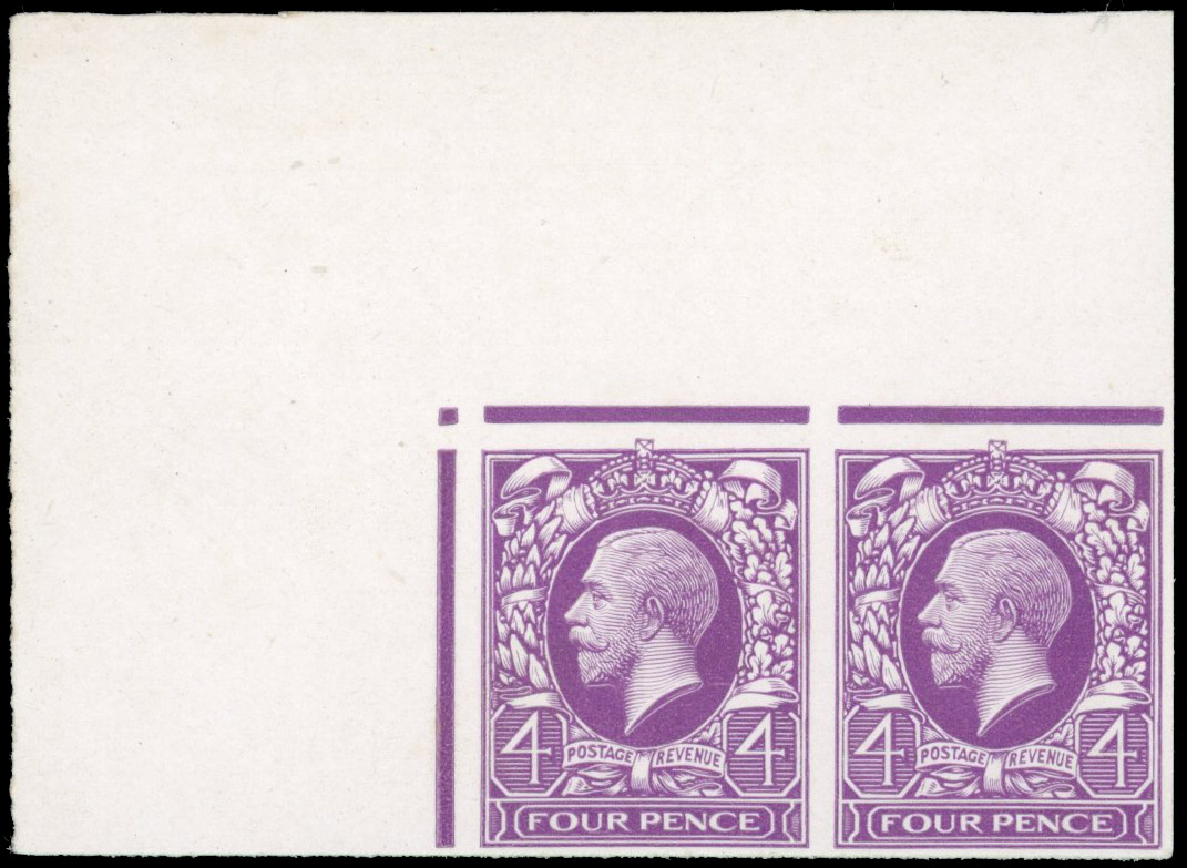 GB SG 445 1934 4d Colour Trial pair in violet