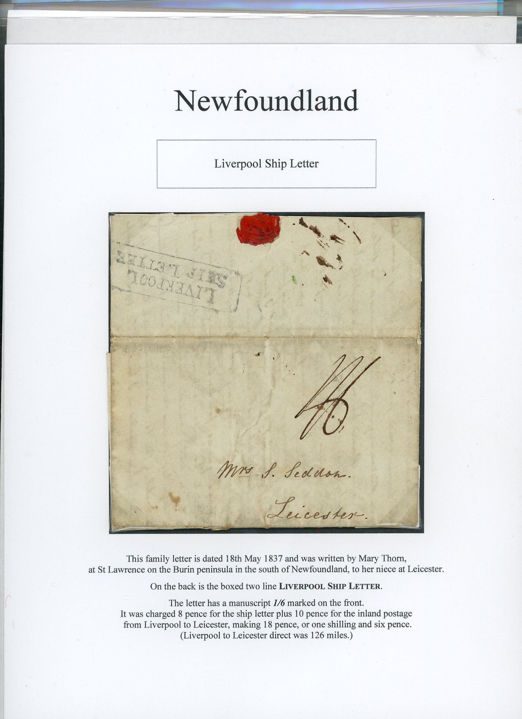 Newfoundland 1830s-1930s incoming mail and outgoing mail, mostly from...