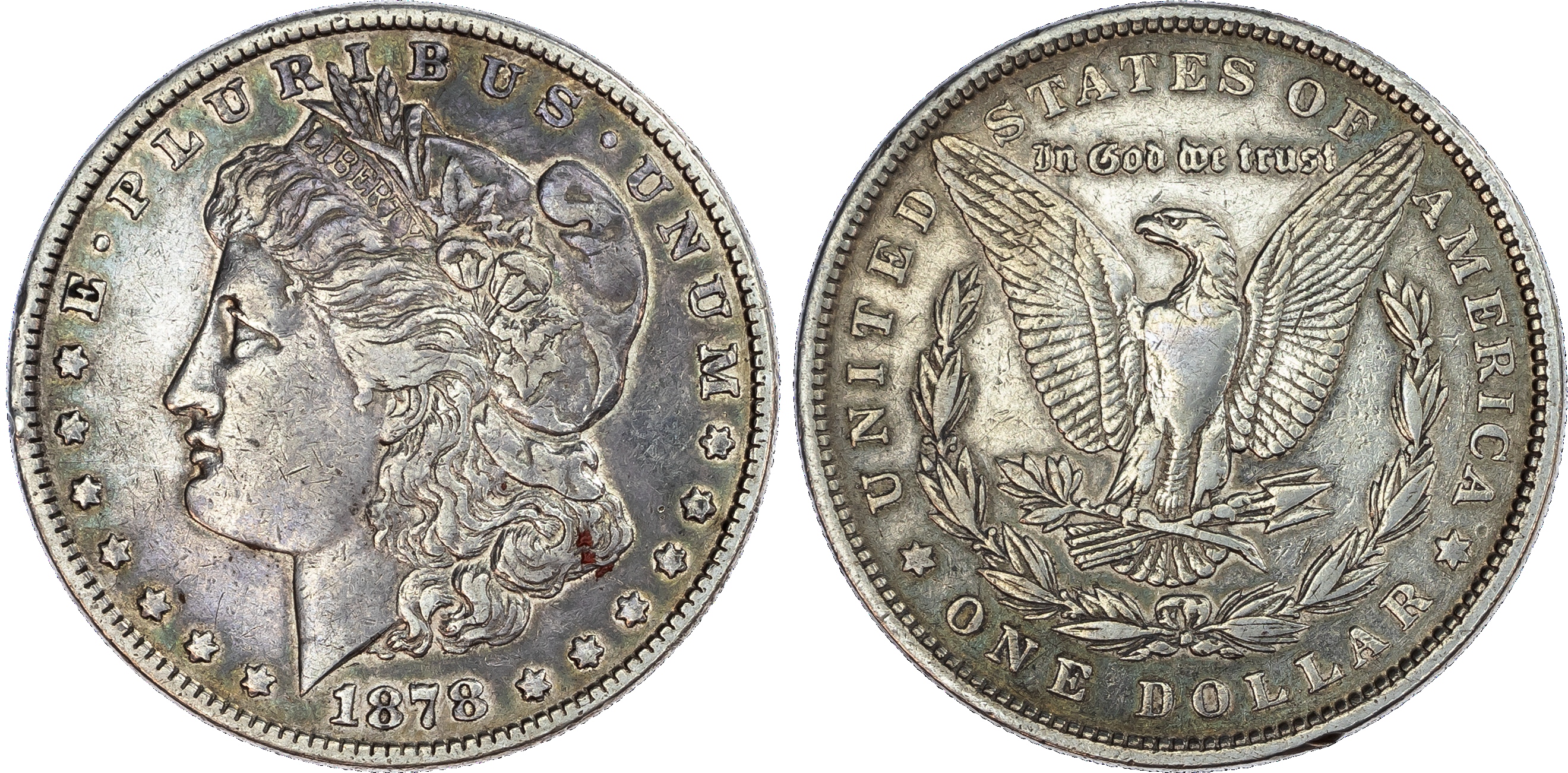 USA, silver Morgan Dollar, 1878, Philadelphia, 3rd reverse, slanted arrow, 26.53g.