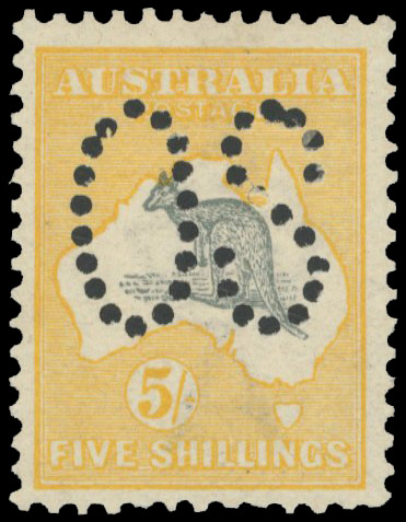 Australia 1913 official 5s grey and yellow