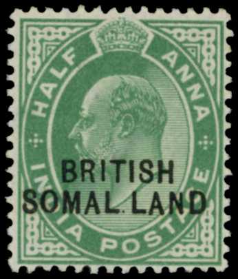 1903 KEVII ½a green, variety "SOMAL.LAND",...