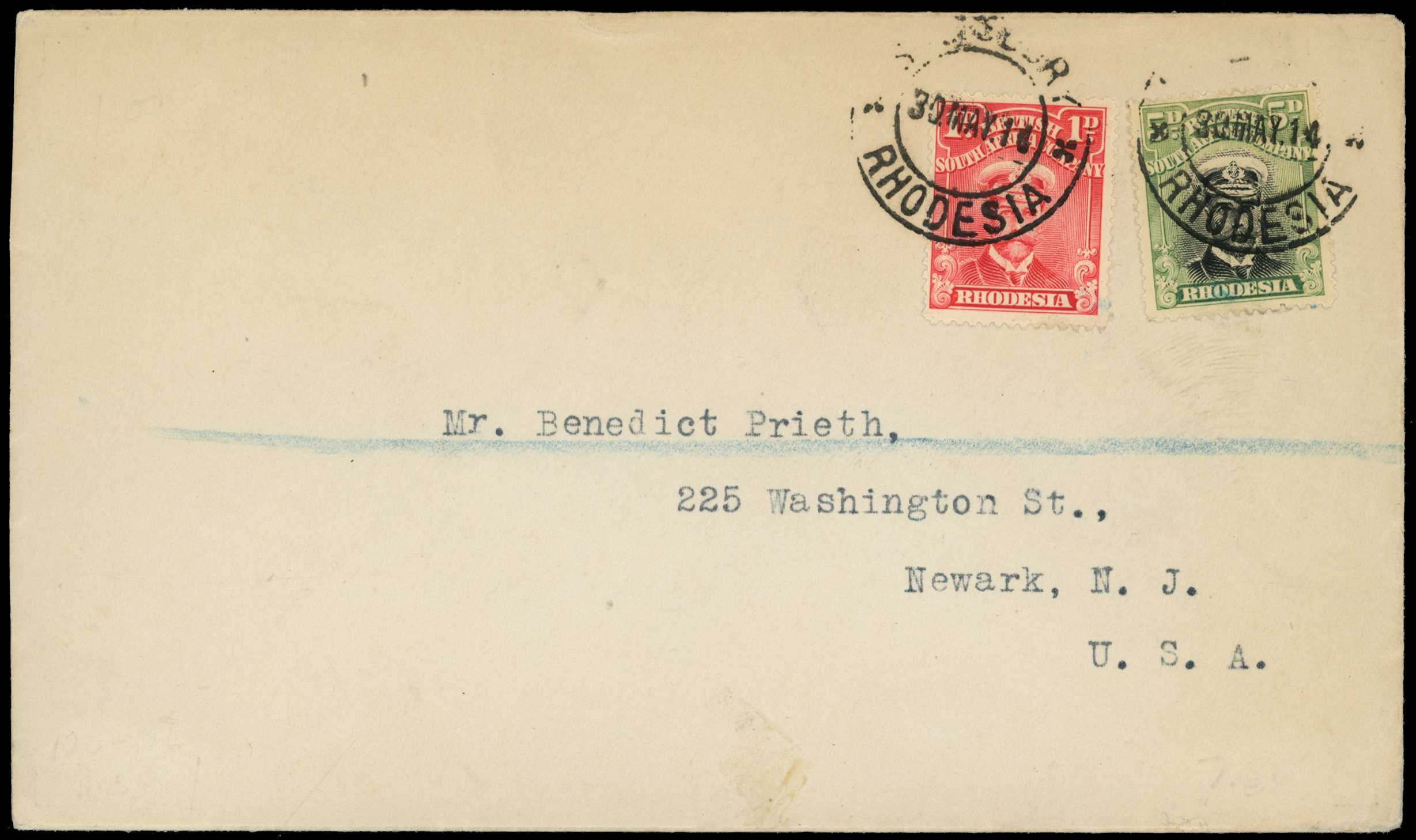 Usages. 1914 philatelic cover to Newark with...