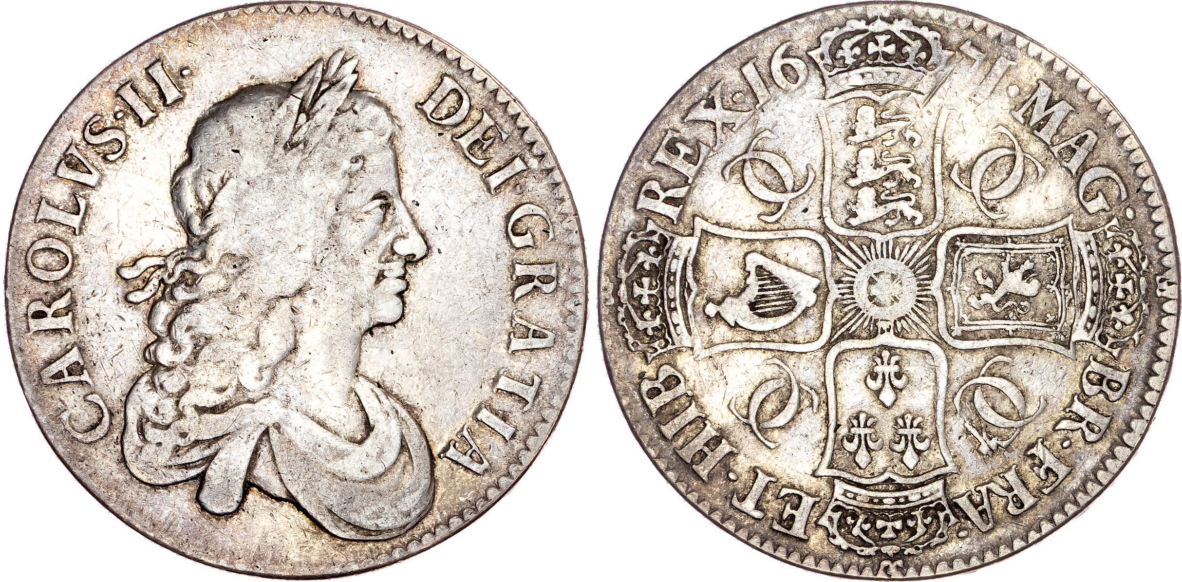 Charles II (1660-1685), AR Crown, 1671 V. TERTIO.