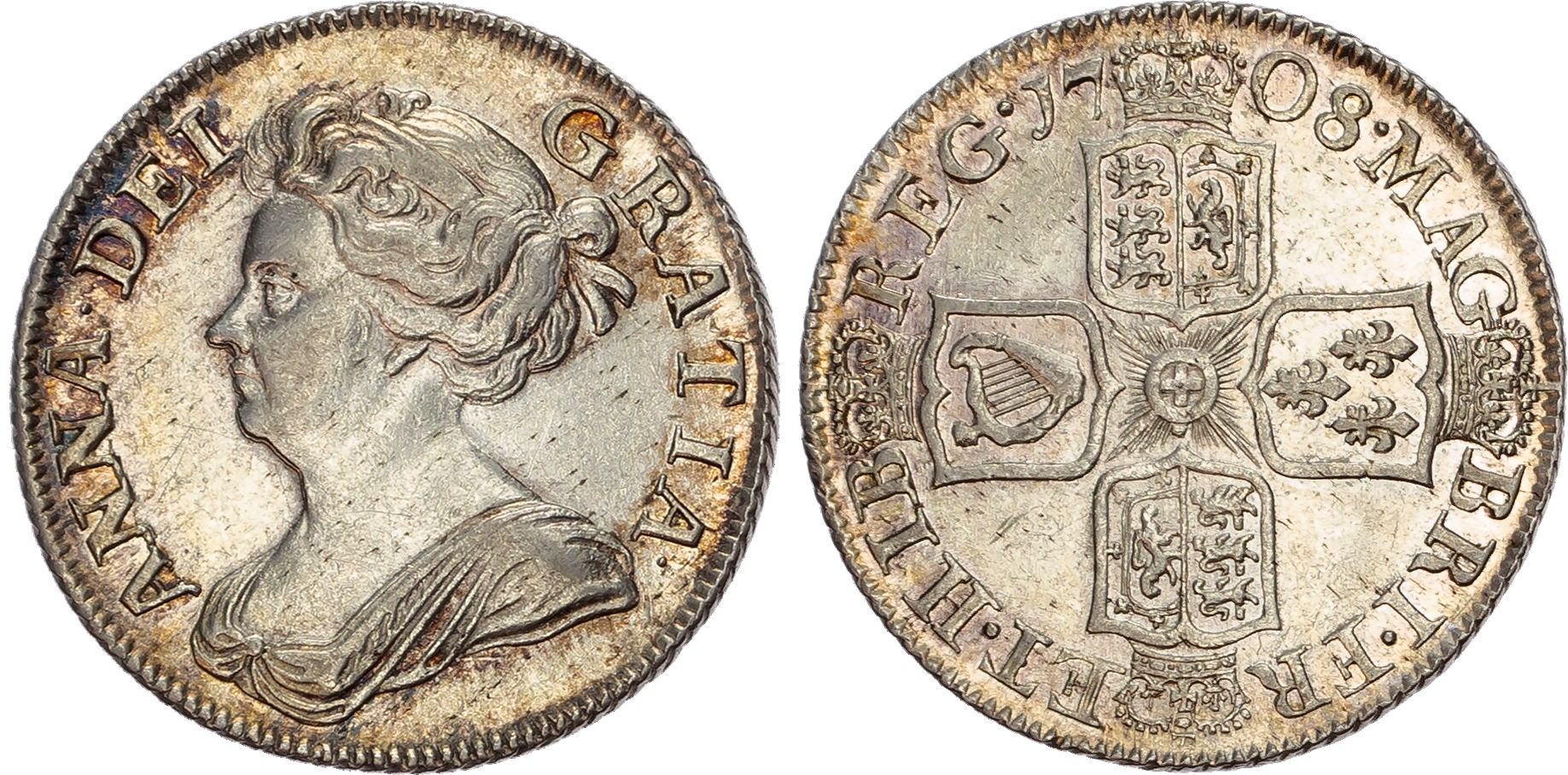 Anne (1702-1714) Shilling, 1708, post union with Scotland (1707-14).