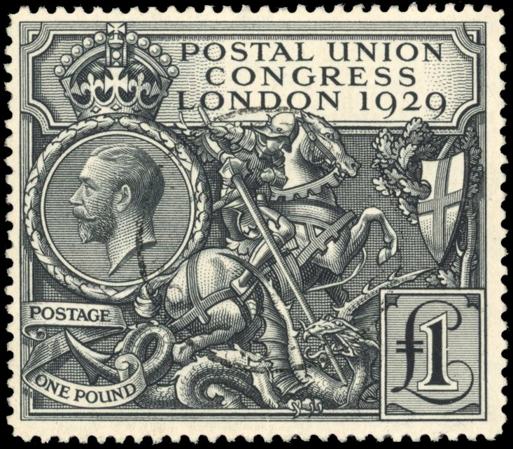 GB: 1929 PUC £1 black, neatly cancelled by light cds