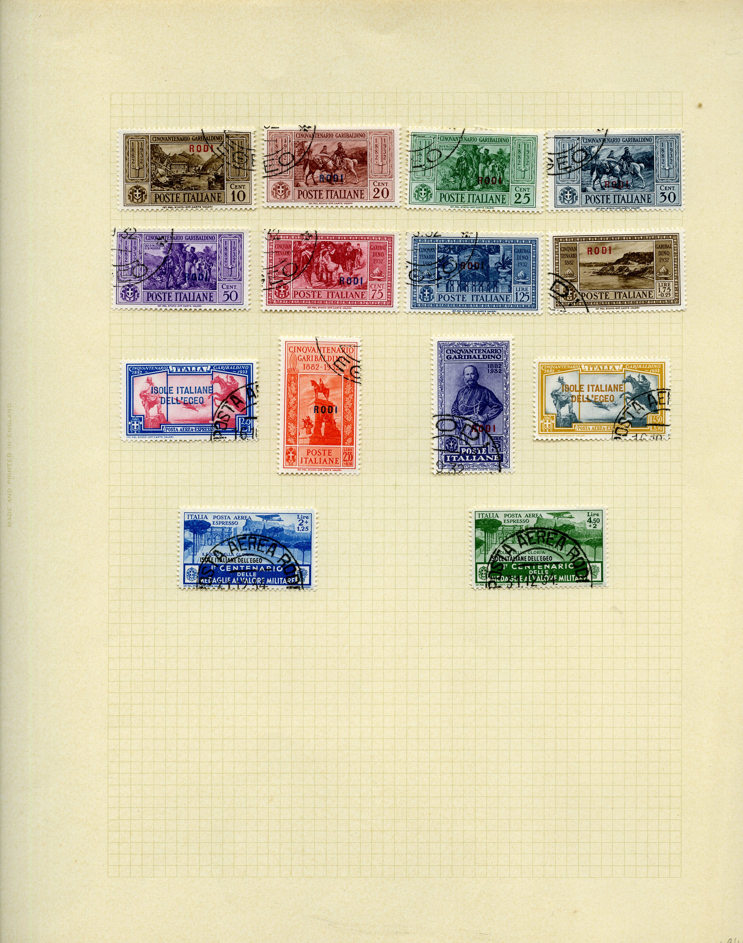 DODECANESE ISLANDS: 1932 Garibaldi issue set...