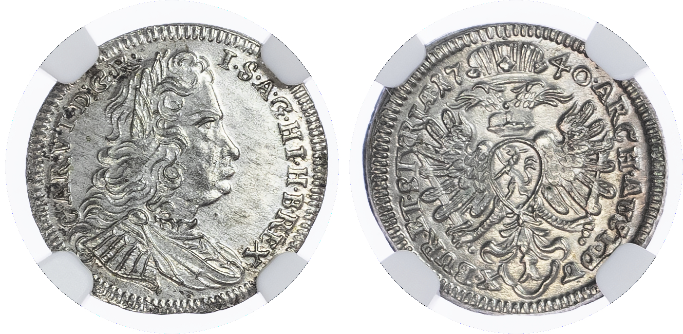 Austria, Graz. Charles VI AR 1 Kreuzer. 1740. 