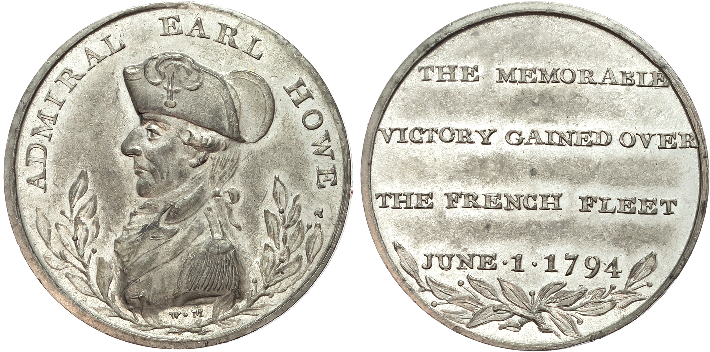 Hants . Southampton, Admiral Earl Howe ‘medallic’ white-metal Penny 1794, Draped bust of Howe in naval uniform right, re …