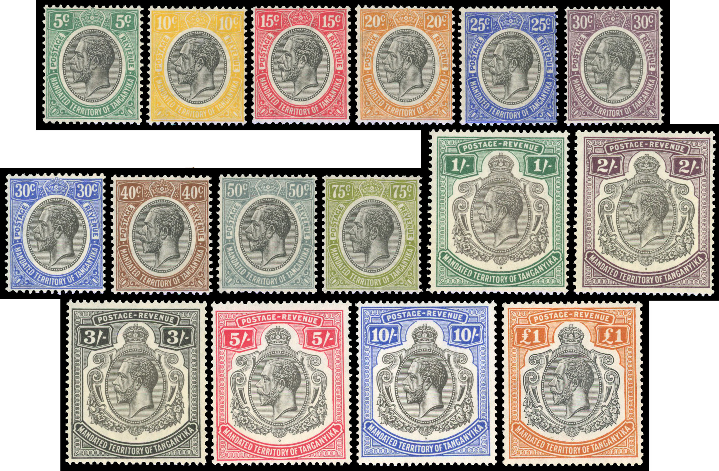 Tanganyika 1927-31 set of 16 to £1 unmounted