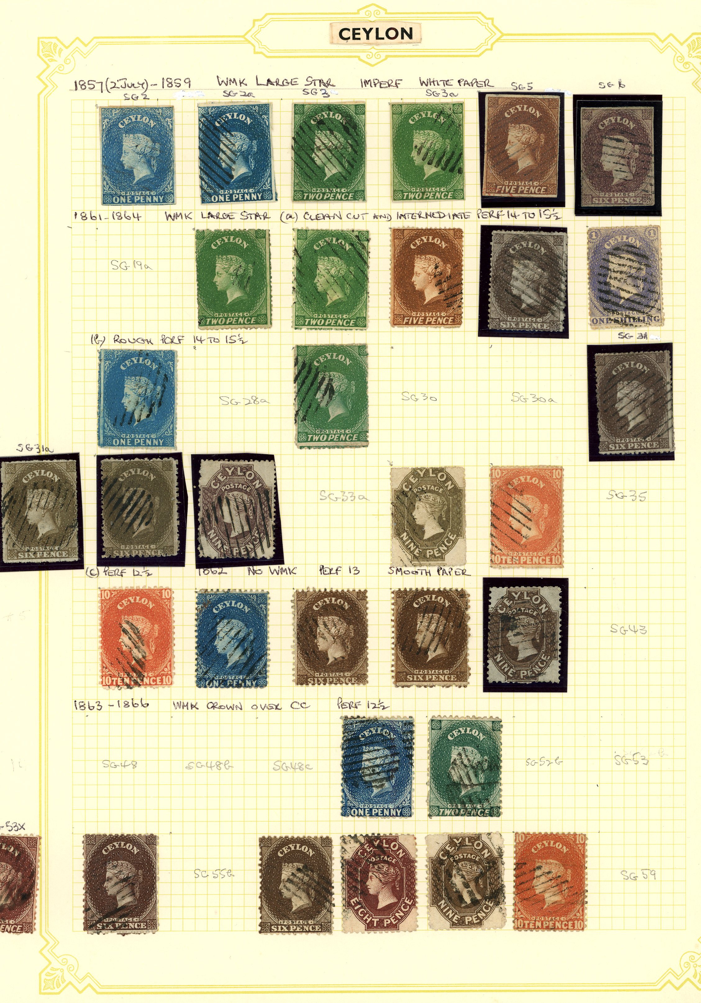 1857-1949 used collection (289) on leaves. A...