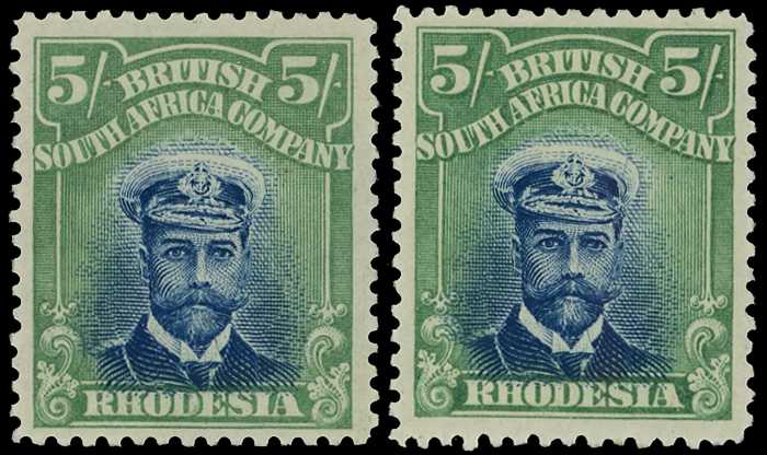1913-7 5/- Head Die II, perf 14. Two large...