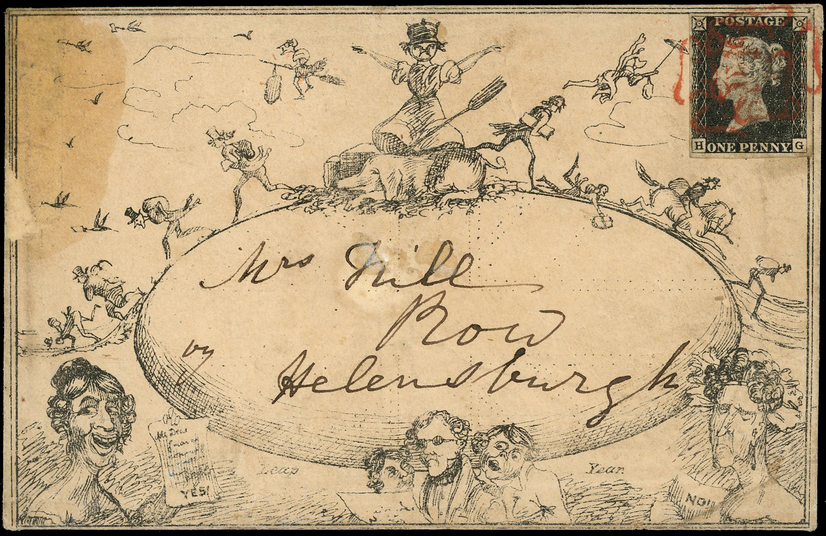 1840 1d Black Pl.2. R.W. Hume Envelope No.1, State 2