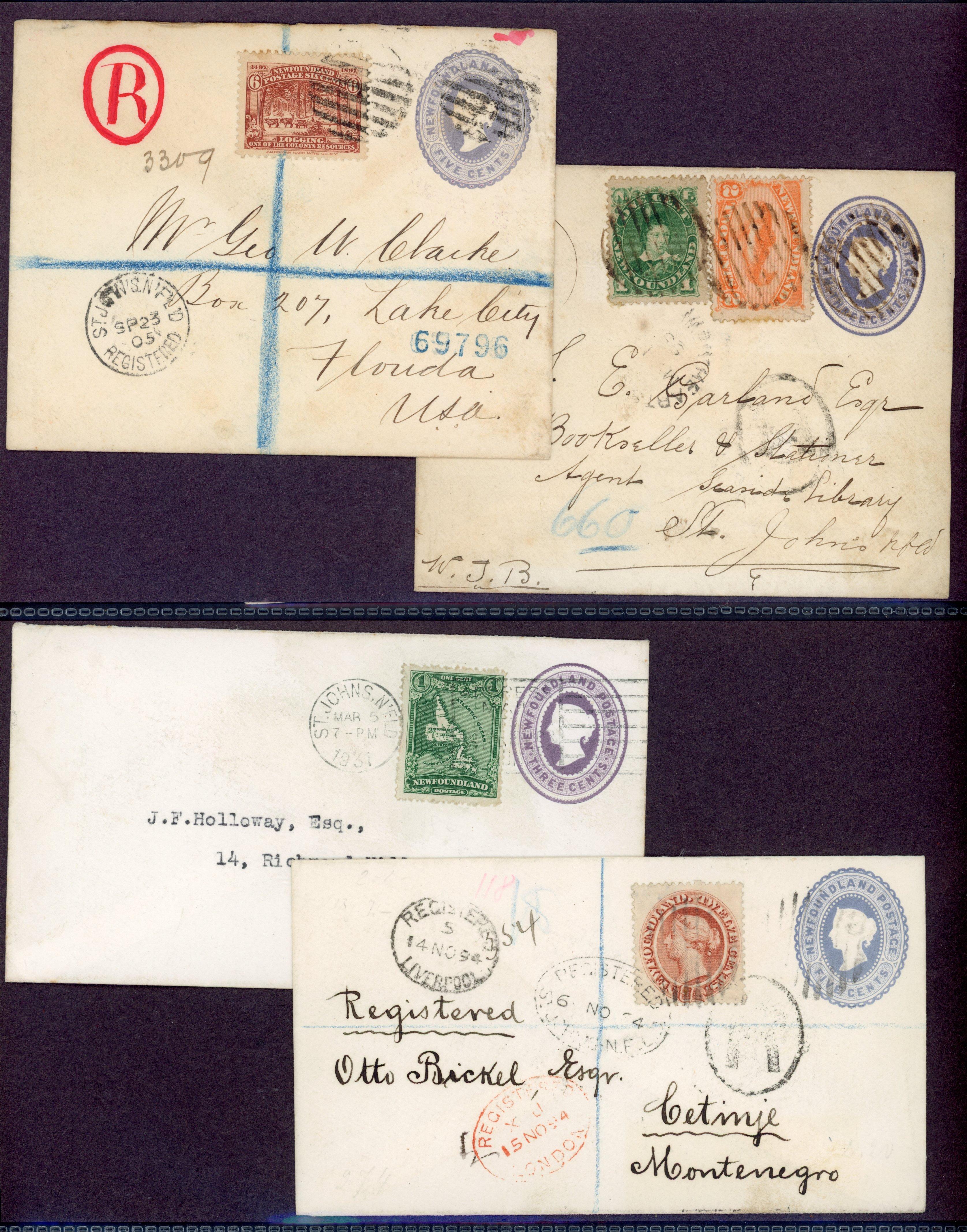 Newfoundland Postal Stationery postcards and Registered envelopes collection