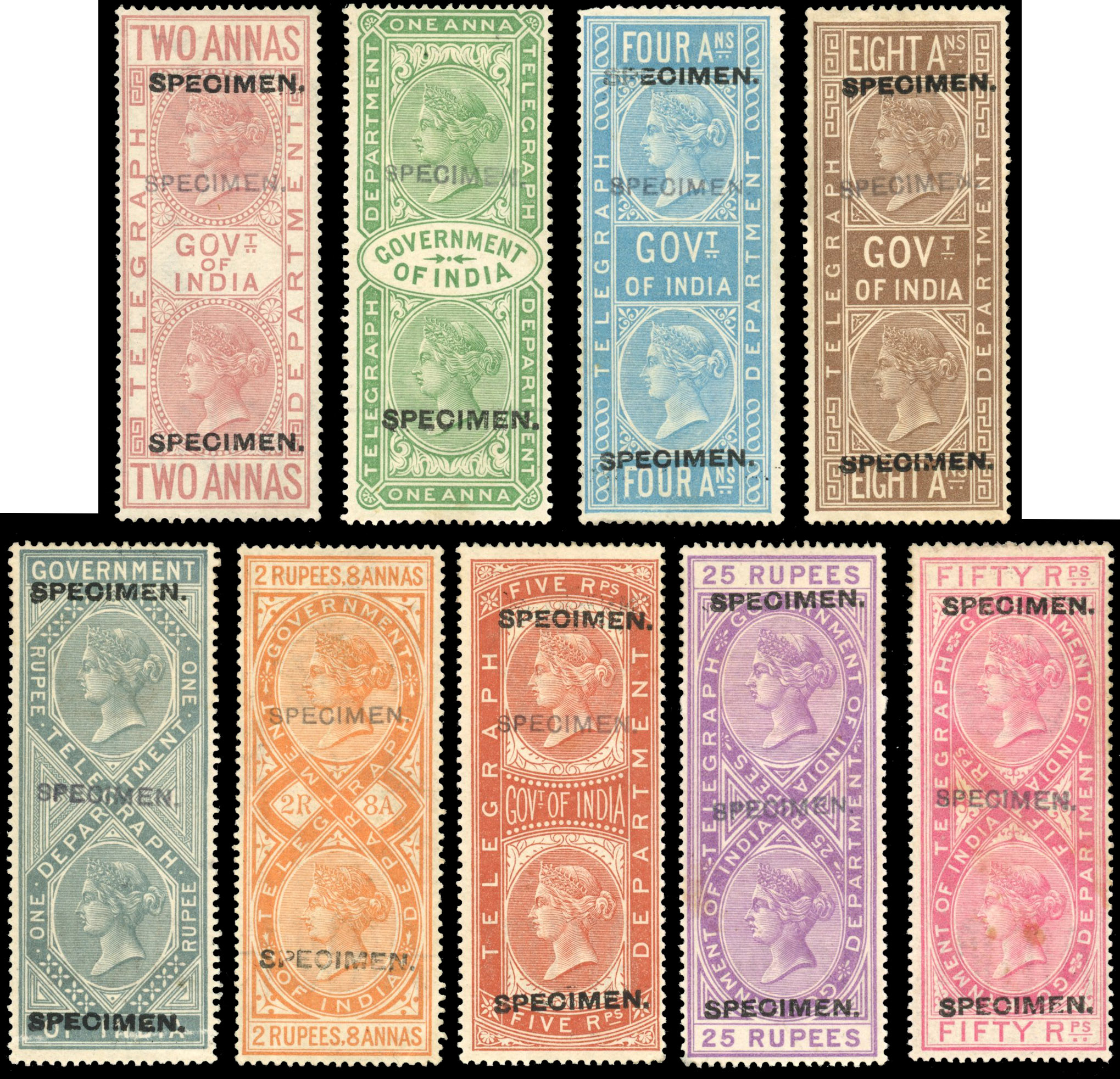 INDIA 1882 Telegraph Specimens