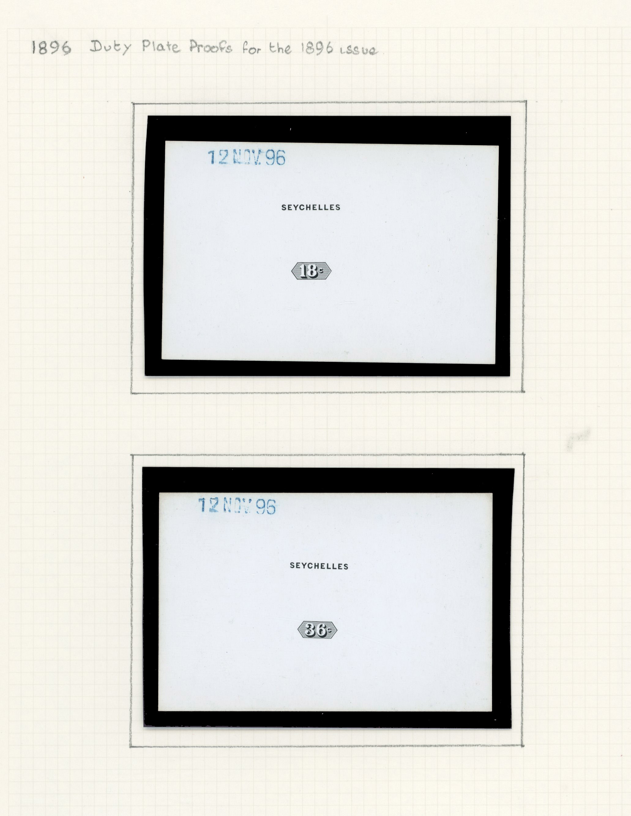 Seychelles 1897-1903 duty plate die proofs set 
