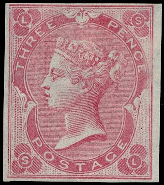 1861 3d Rose Pl.2 (State 1 with shaded spandrels) Imperforate Imprimatur