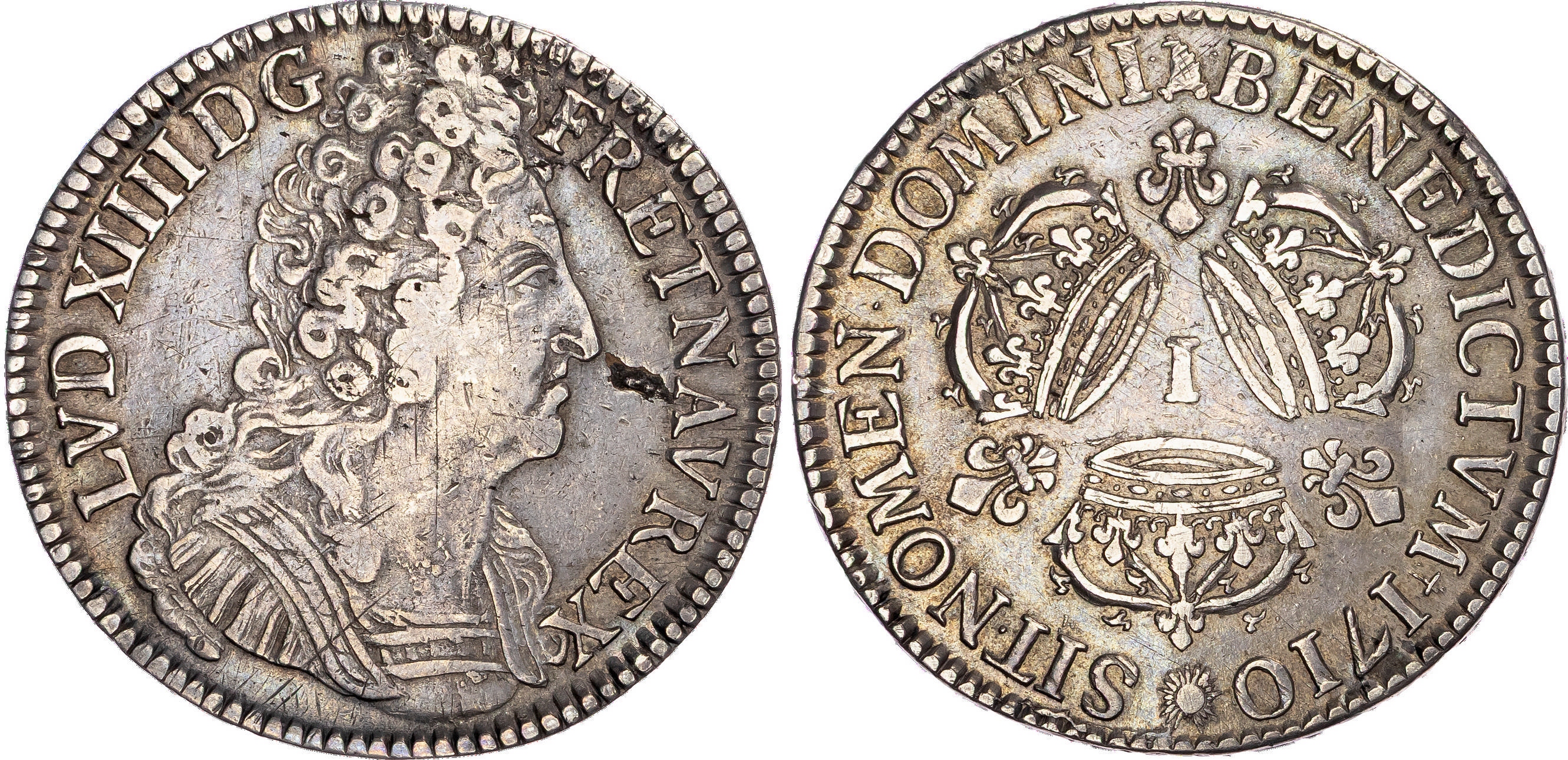 France, Louis XIV (1643-1715), silver Écu aux trois couronnes, 1710