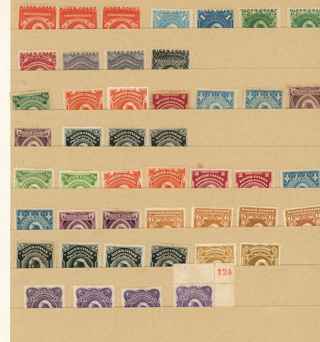 1892-8 mint range on stocksheet (48), mostly good but some with condition issues.  The two 1894 sets with a few duplicates...