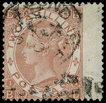 1880 2s brown (plate 1) cancelled by part...