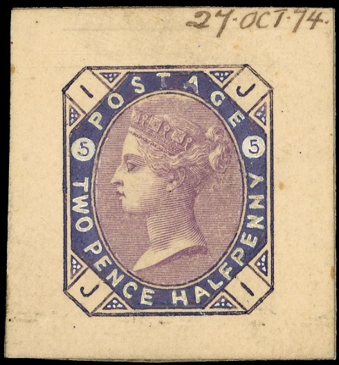 1874 2½d Hand Painted Essay Pl.5.