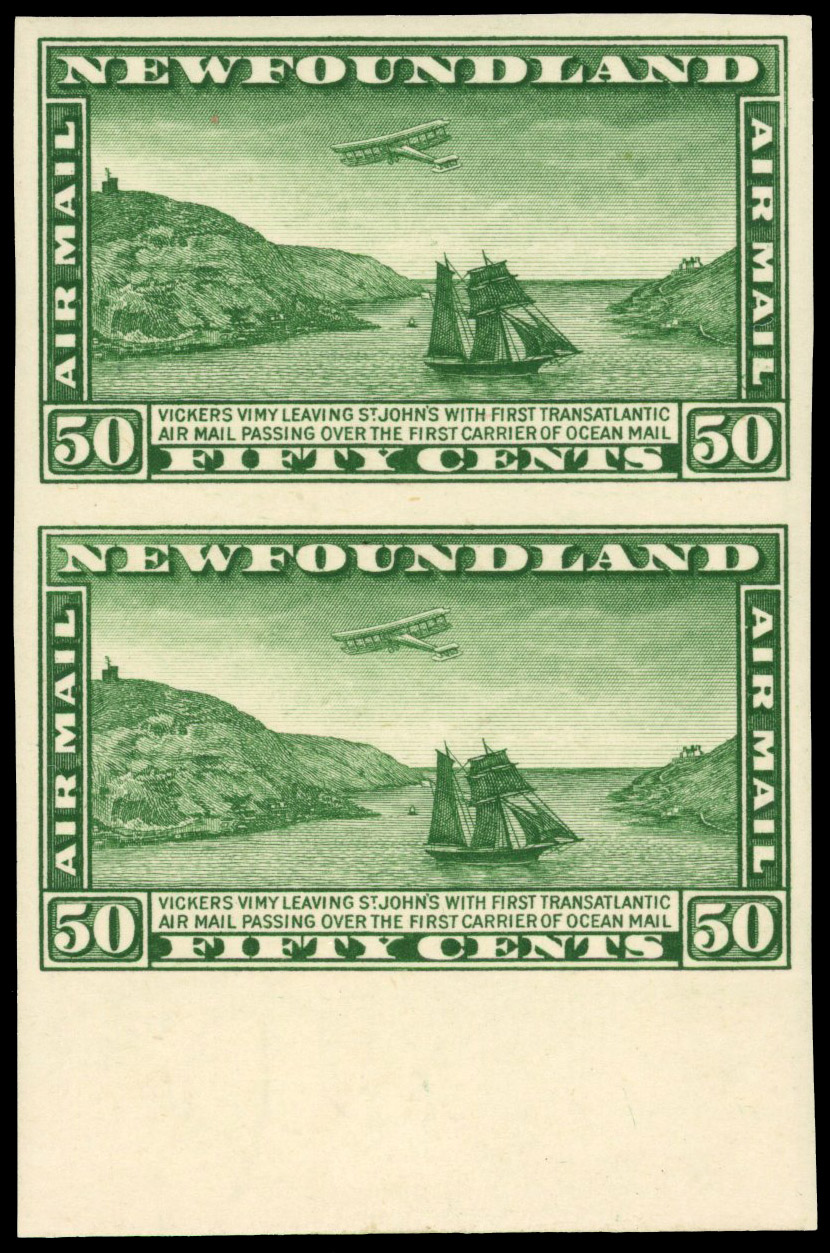 Newfoundland 1931 Air 50c no watermark imperforate pair