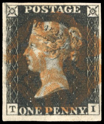 Great Britain 1840 1d black plate 8 TI
