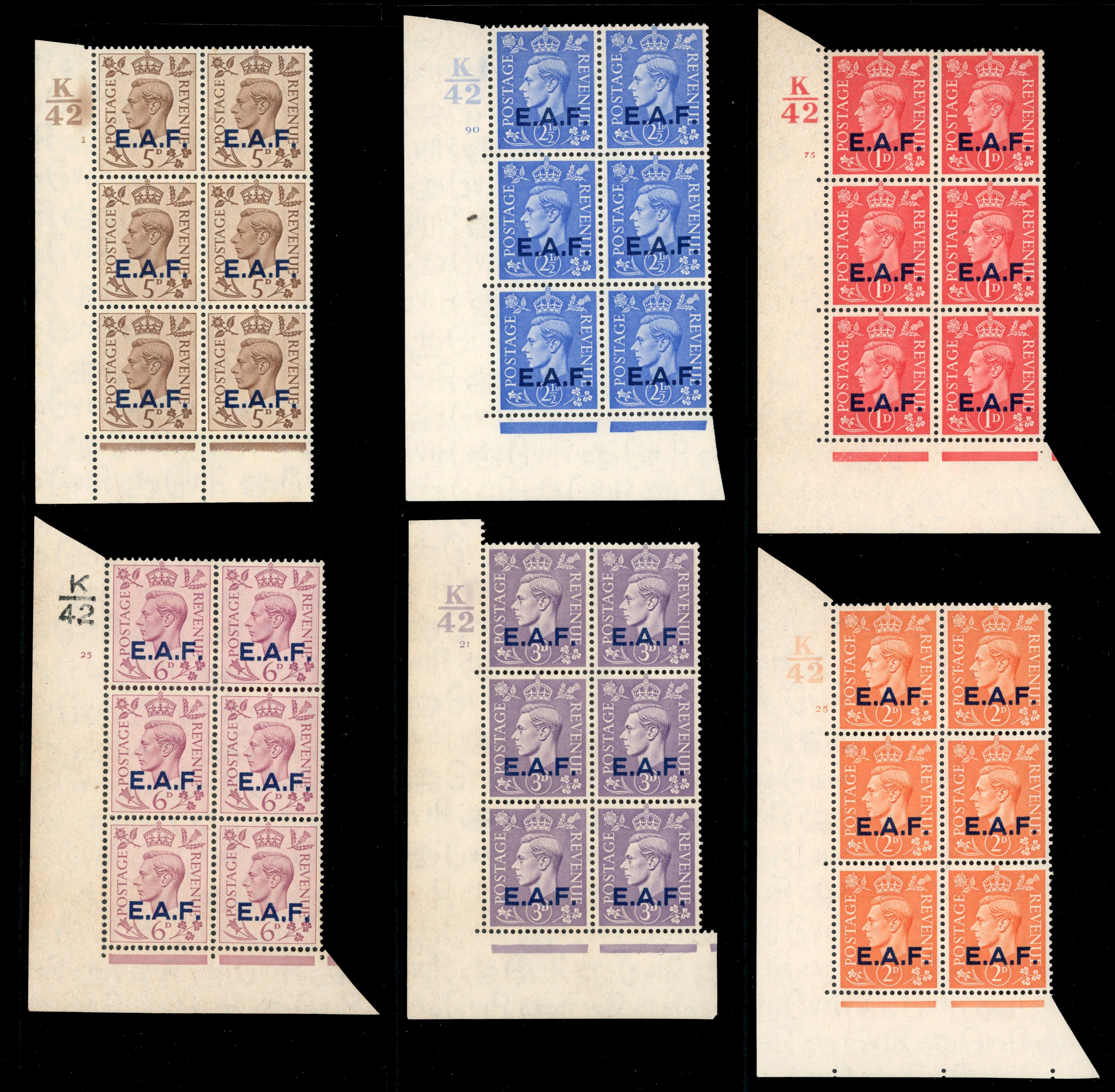 BOIC Somalia SG S1-9 1943 EAF blocks mint