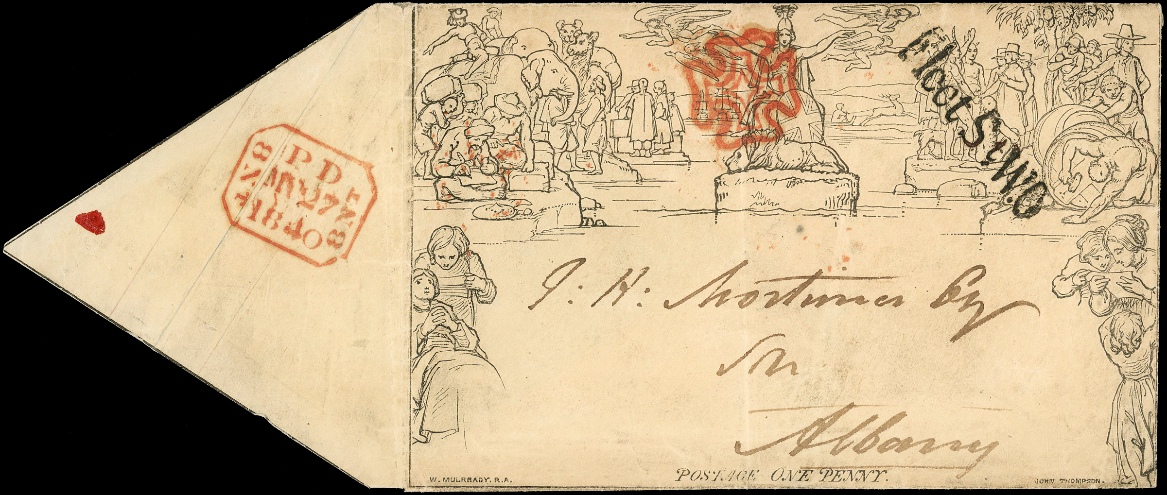 Great Britain 1d Mulready envelope SG ME2 May date