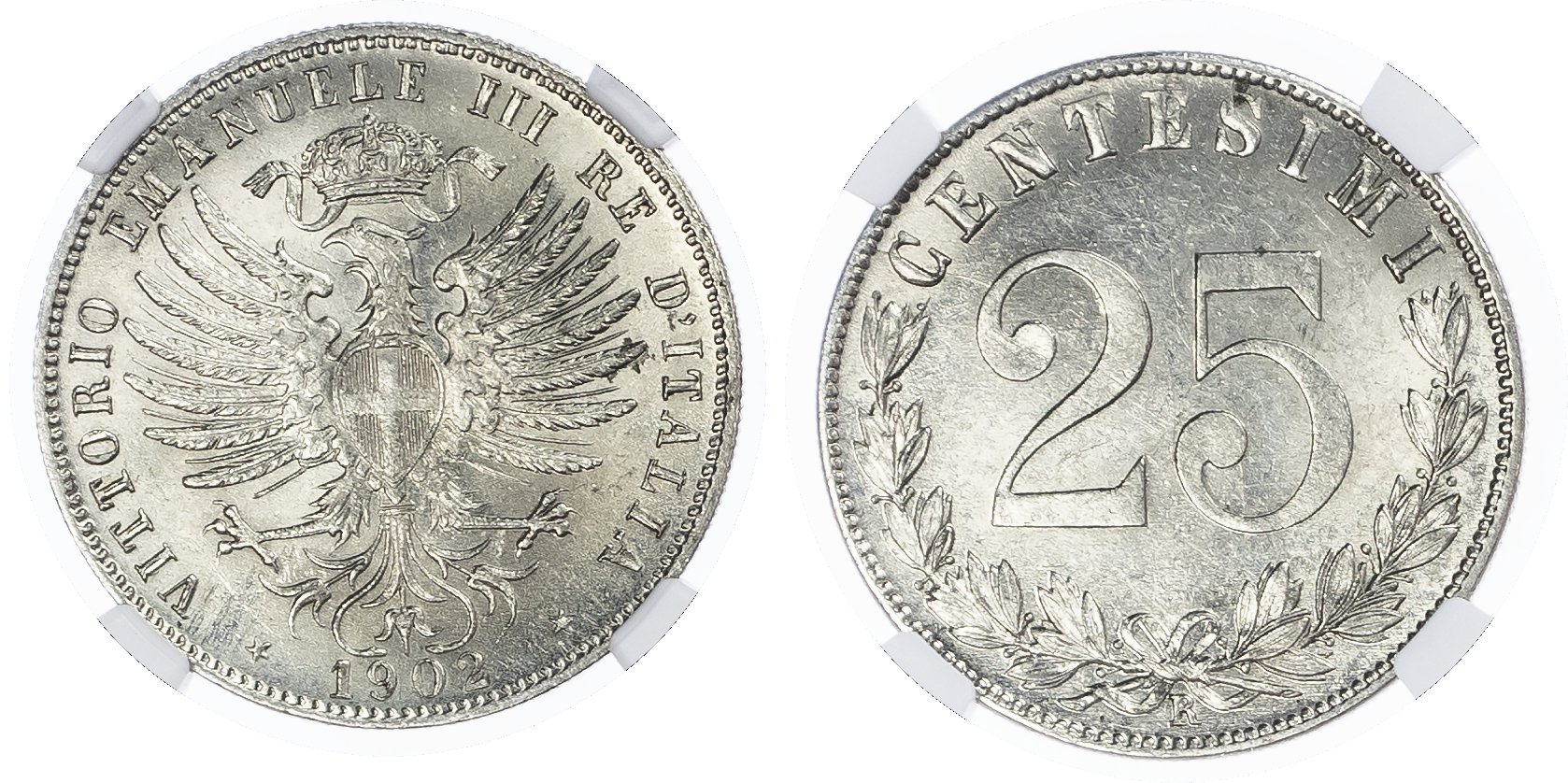 Italy. Vittorio Emanuele III Ni 25 Centesimi. 1902R. 