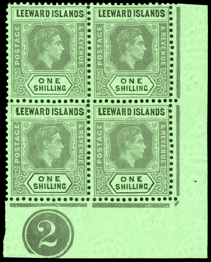 Leeward Islands SG 110ba, bb Plate block mint