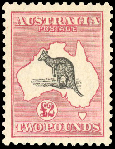 Australia1915-27 3rd wmk £2 grey and crimson S.G. 45a cat £4,750