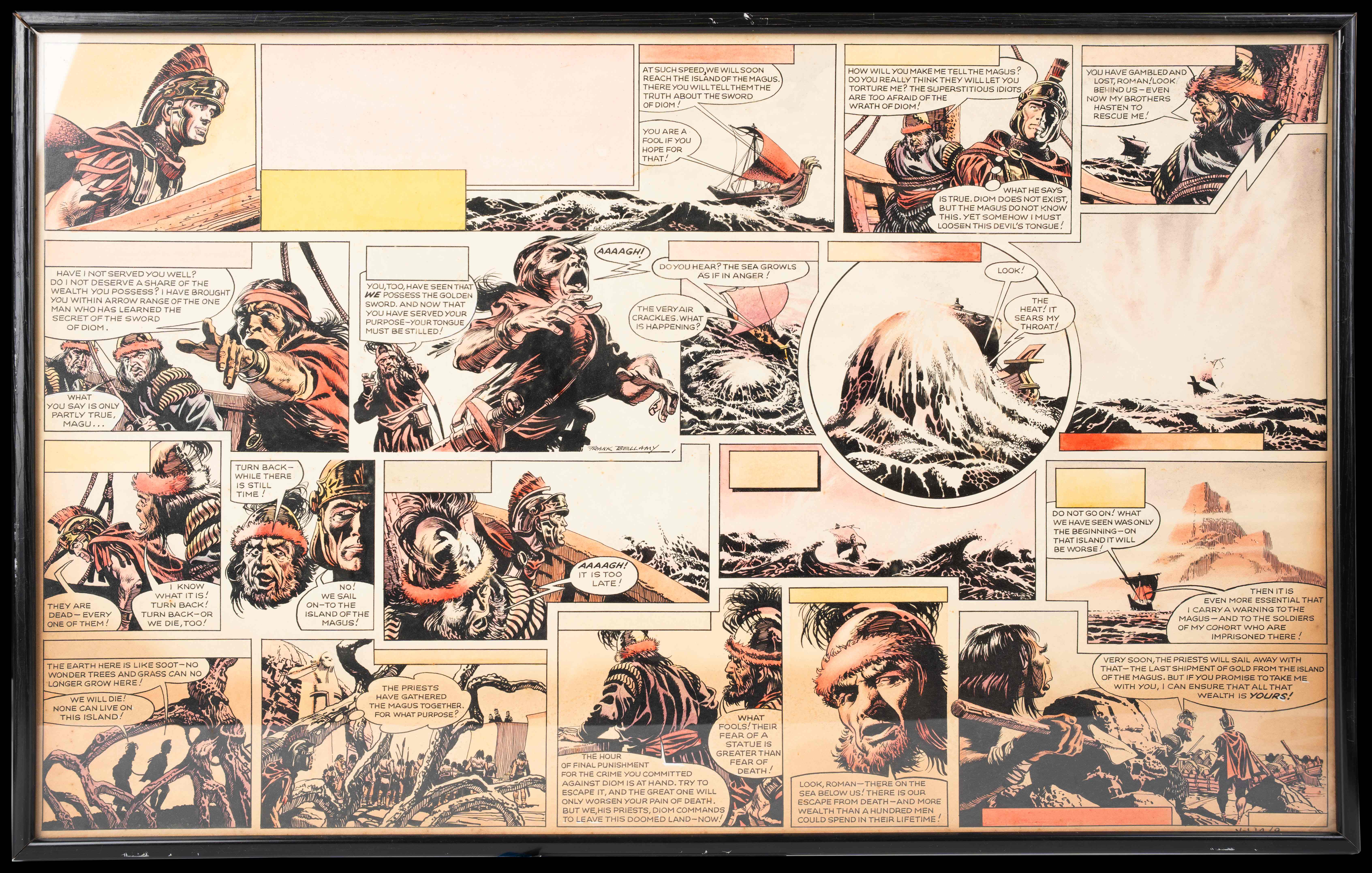Frank Bellamy Eagle Magazine Vol 14 #8 "Heros The Spartan: Episode 18" Two Page Original Art (Longacre Press, 1963).