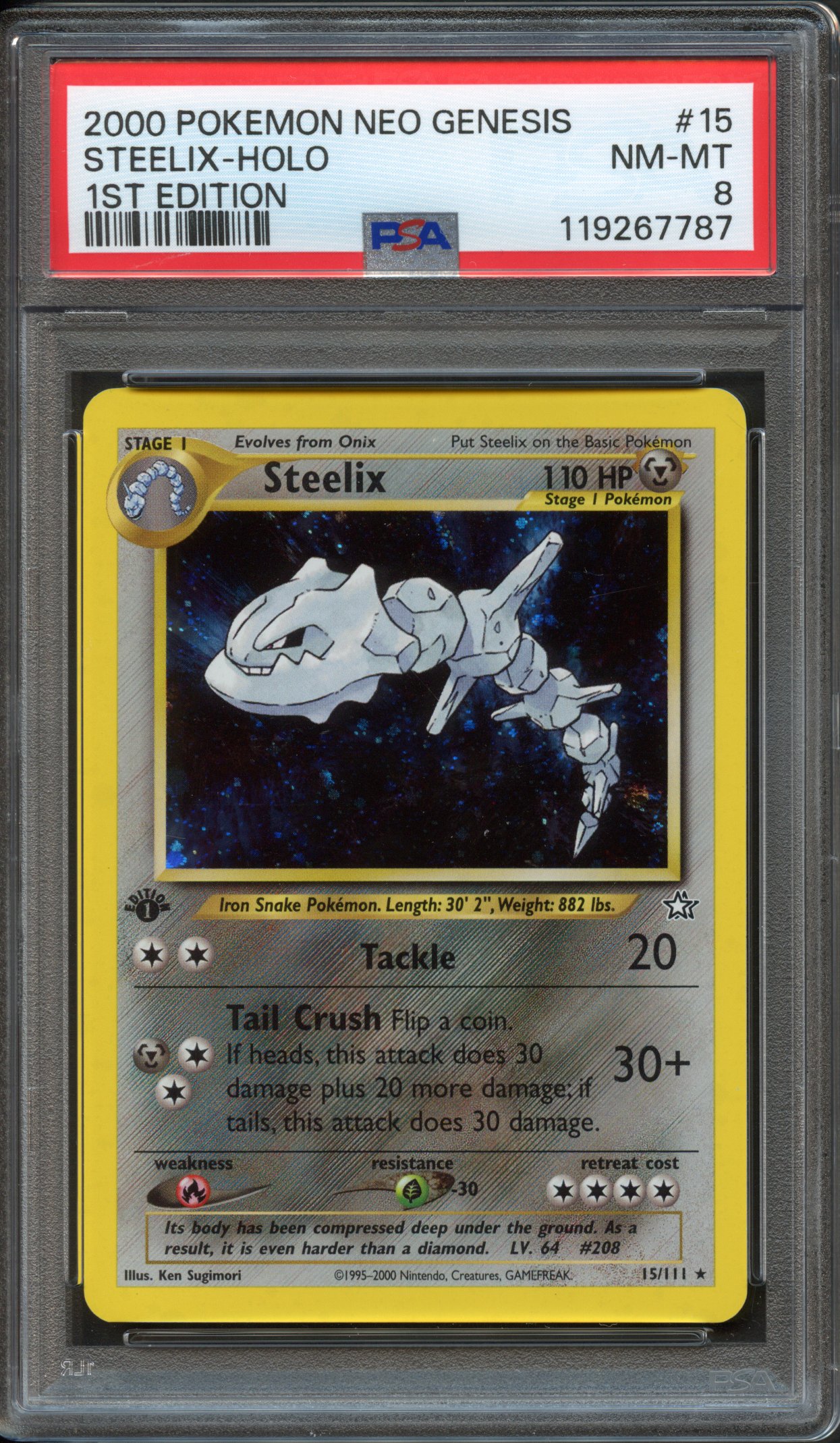 <p>PSA 8 Steelix 1st Edition Holo #15 - Neo Genesis </p>