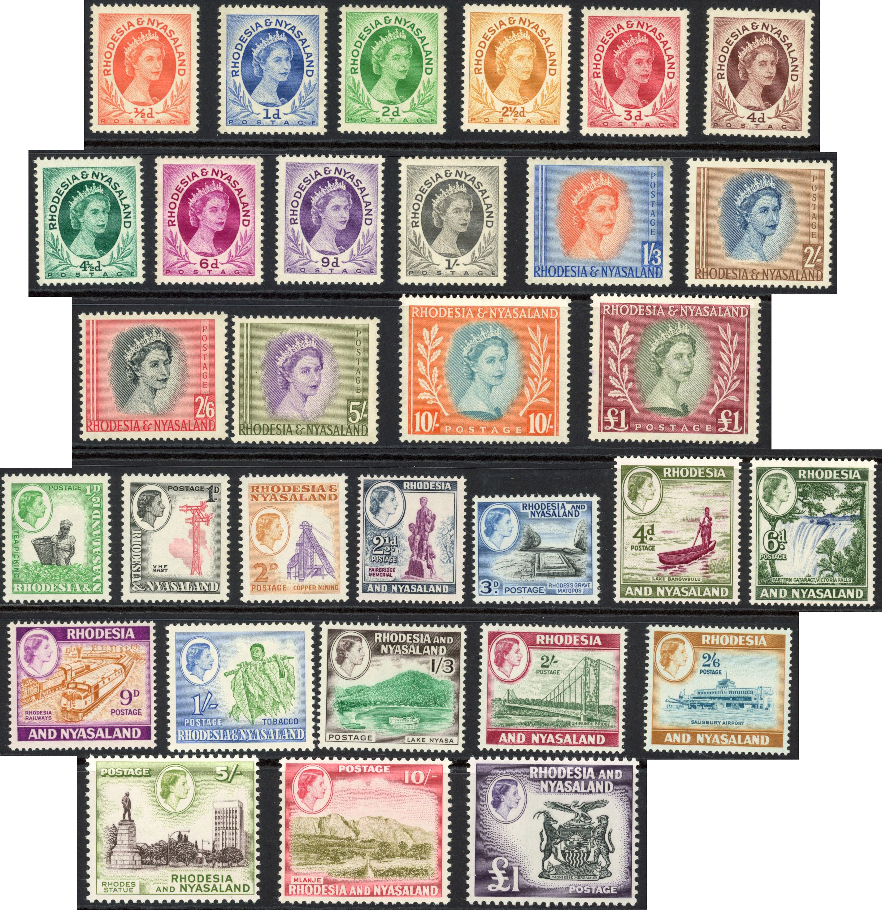 Rhodesia & Nyasaland 1954-9 sets
