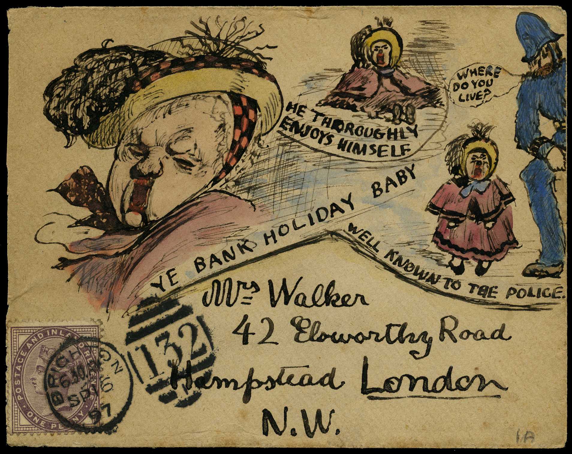ILLUSTRATED ENVELOPE: 1897 Humorous depiction...