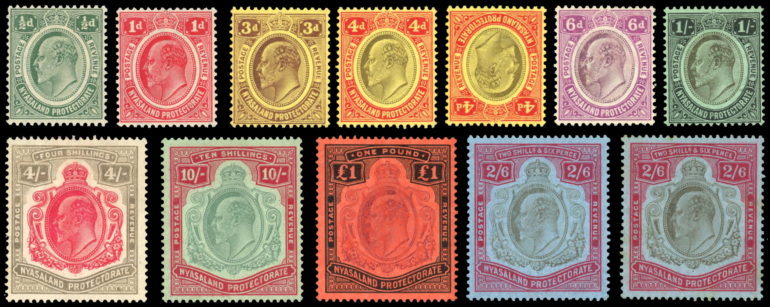 Nyasaland SG 72-81 1908-11 set mint