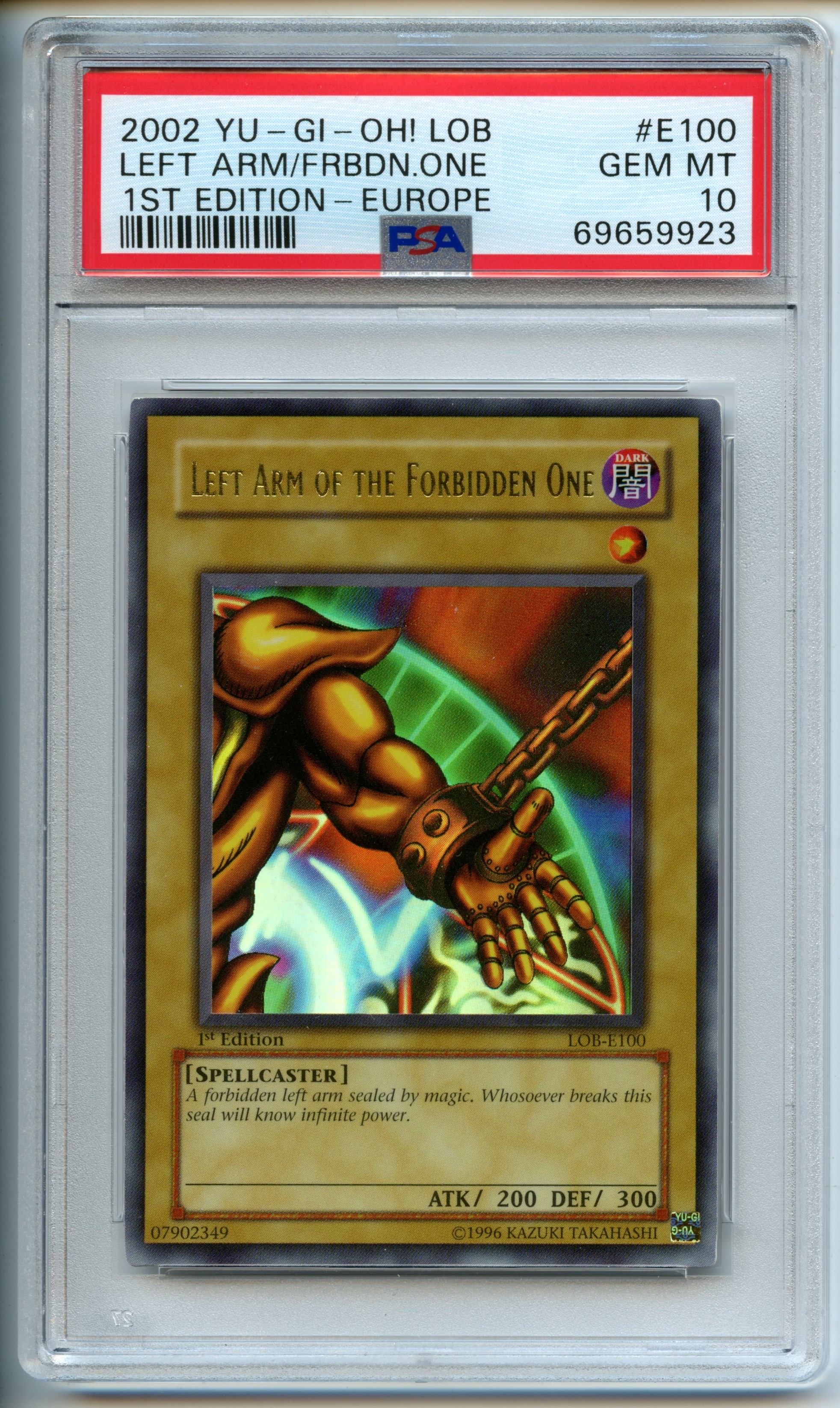 Yu-Gi-Oh! - Left Arm of the Forbidden One  1st Edition-Europe  - Legend of Blue Eyes White Dragon - PSA 10