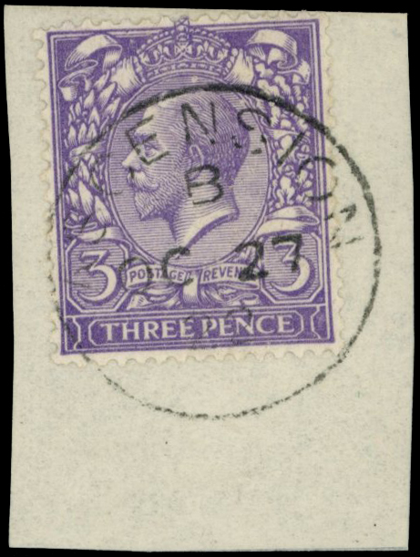 1912-22 3d violet tied to paper piece...
