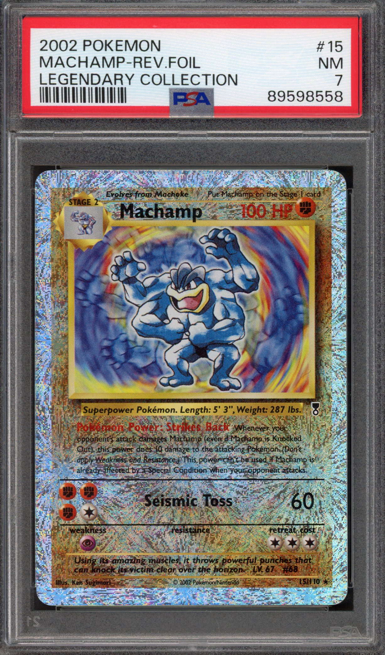 Pokémon TCG PSA 7 Machamp 15 Reverse Foil, Legendary Collection 