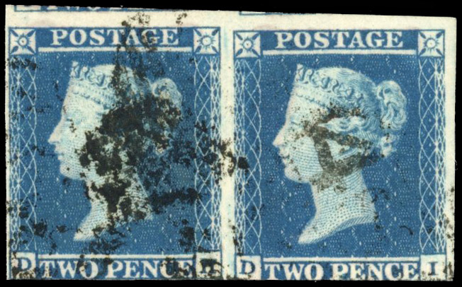 GB SG 15aa 1841 2d violet-blue used pair