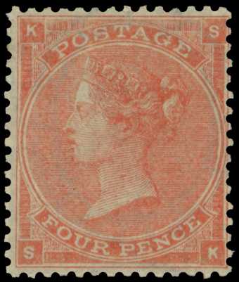 1862 Wmk Large Garter, 4d pale red Plate 3...