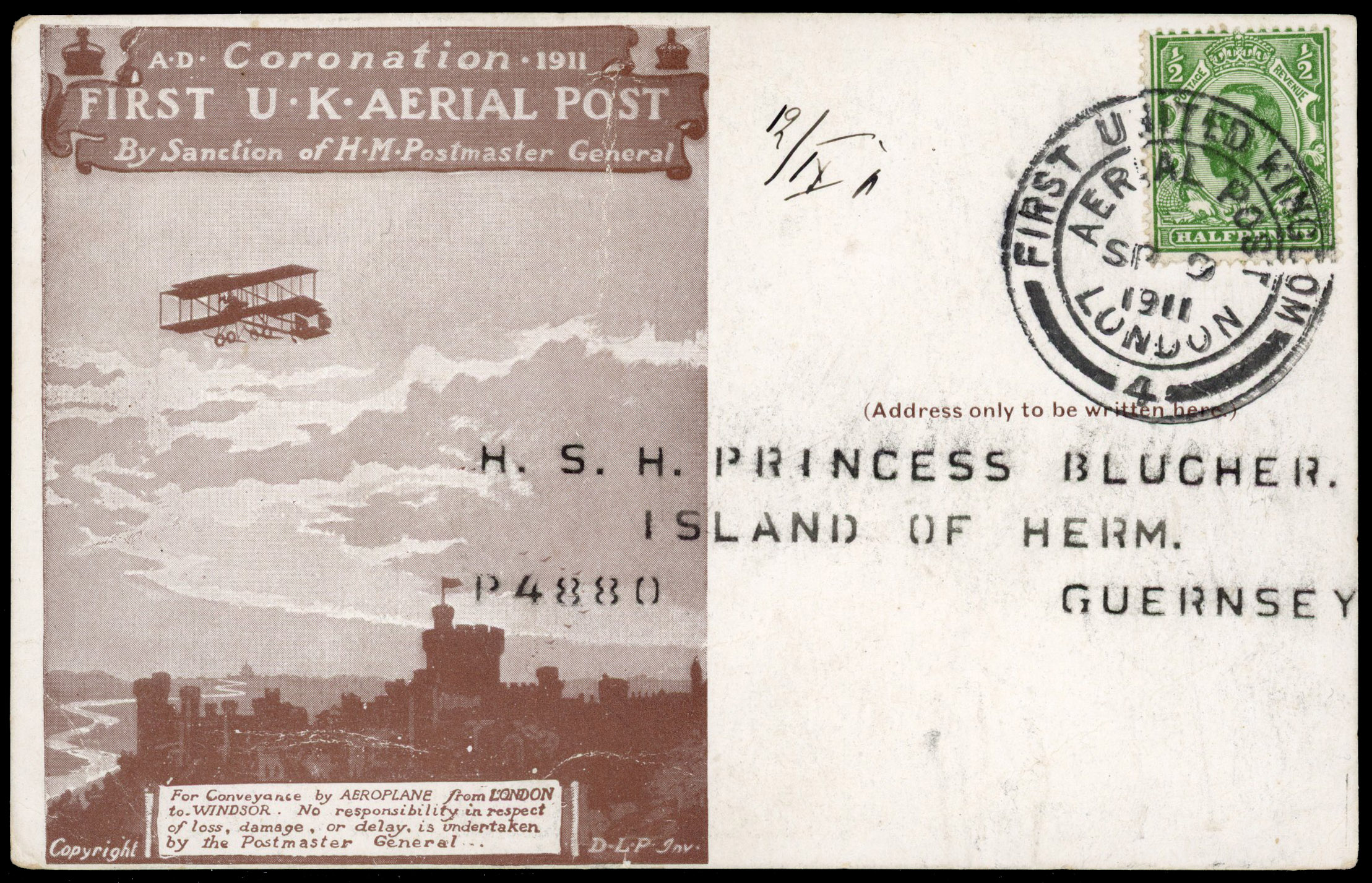 1911 First Official U.K. Aerial Post/Ten Year Progress Royal Aero Club Advertisement.