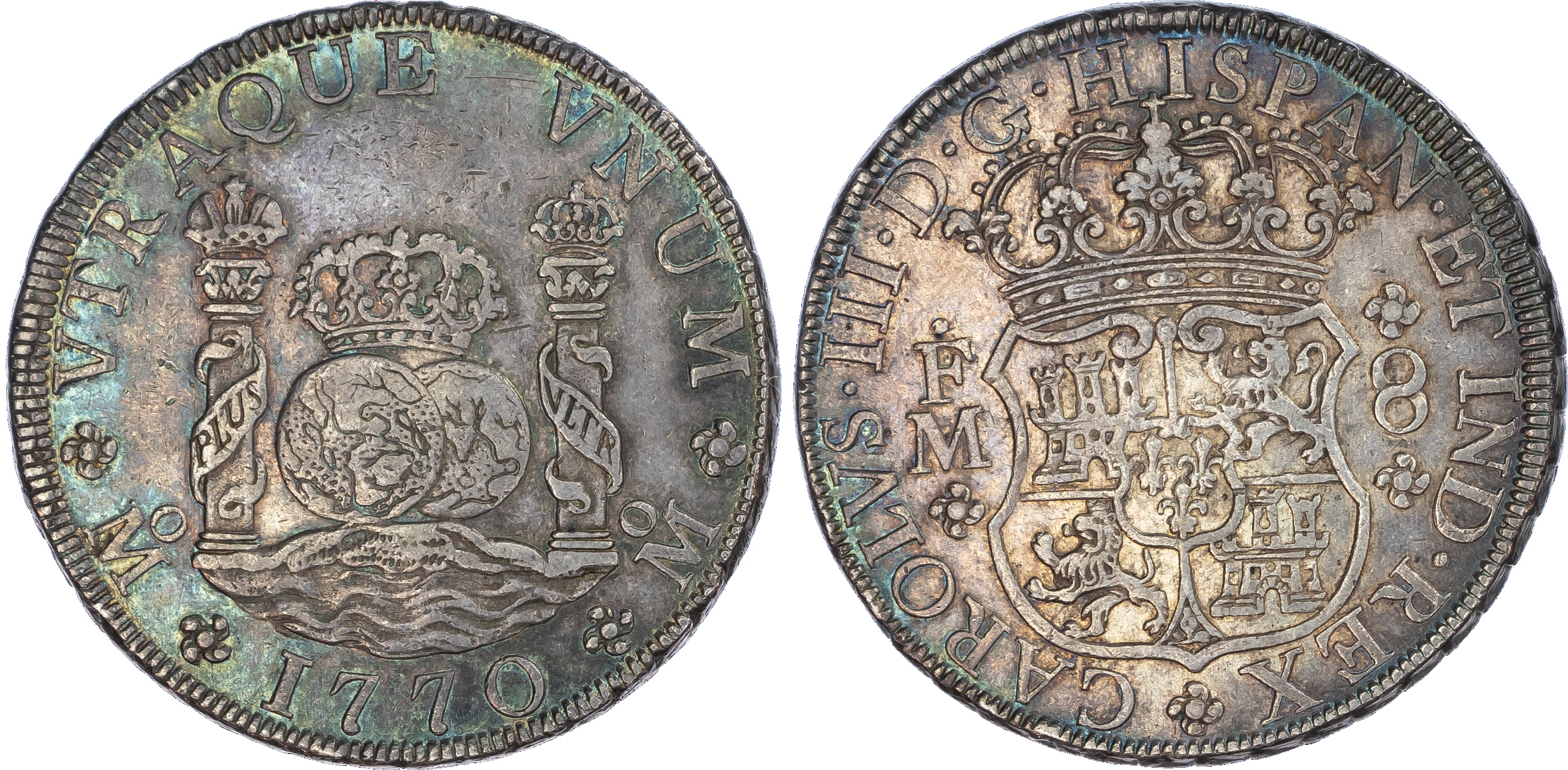 Mexico, Charles III (1759‑1788), silver 8 Reales, 1770 Mo‑FM, Mexico City, 26.96g.