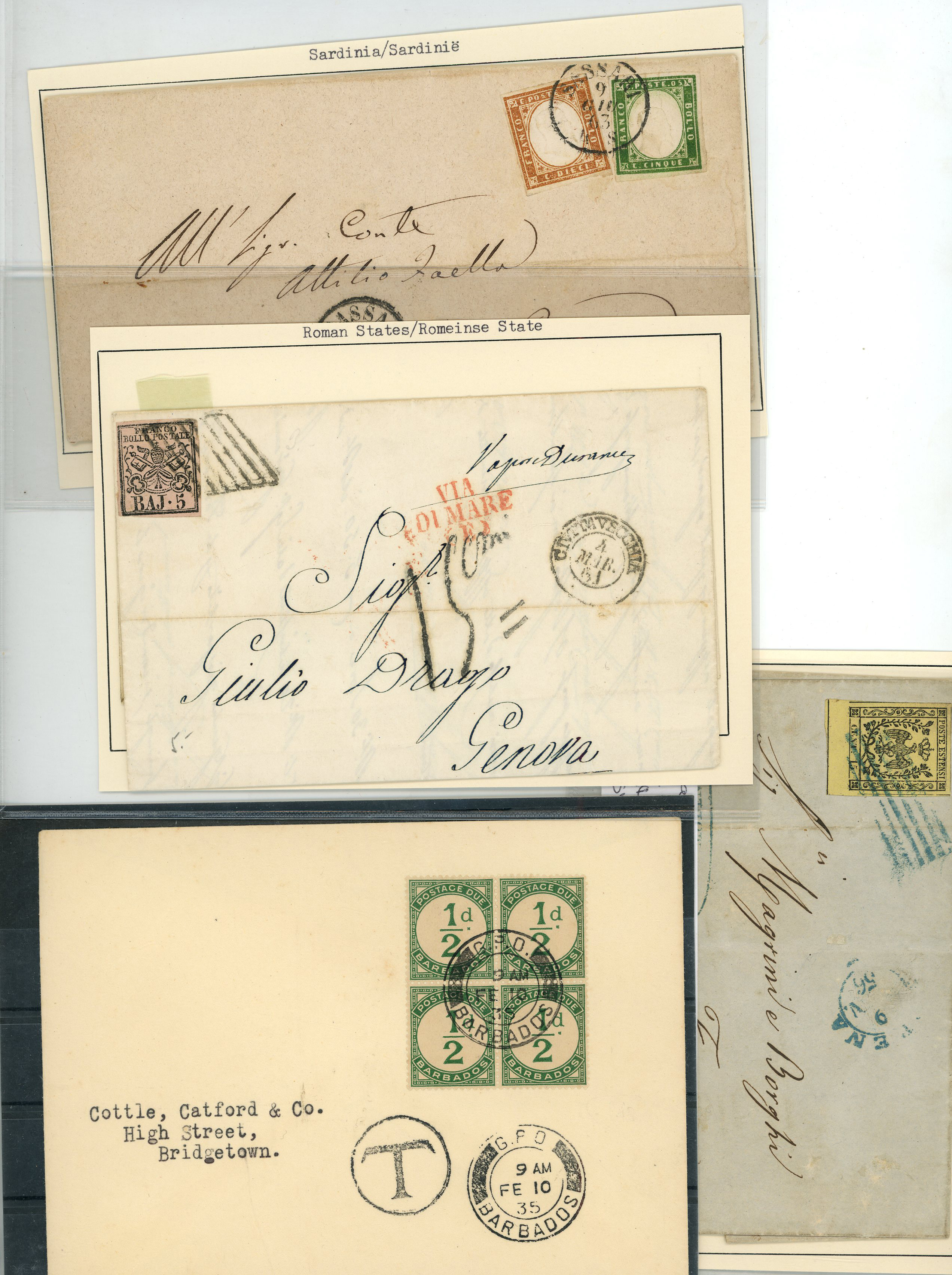 POSTAL HISTORY: Group of six better items, including 1859 stampless from Cuba to London