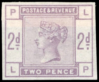 GB 1883-84 2d lilac, Pl. 1 (LP), imperforate imprimatur, For SG 189