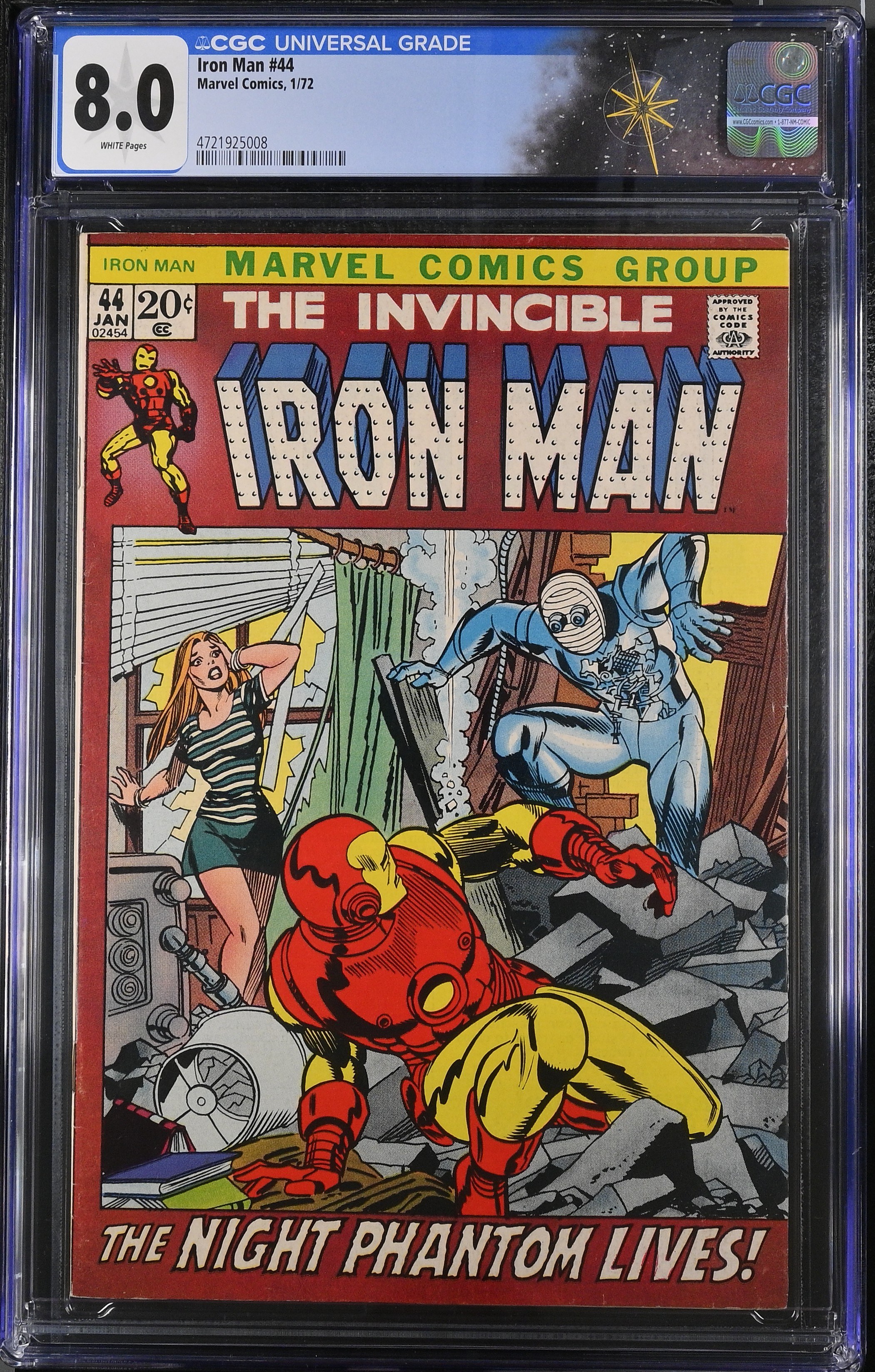 Iron Man #44 CGC 8.0 "Weep for a Lost Nightmare!" Cover by Gil Kane (Marvel Comics, 1972) White Pages