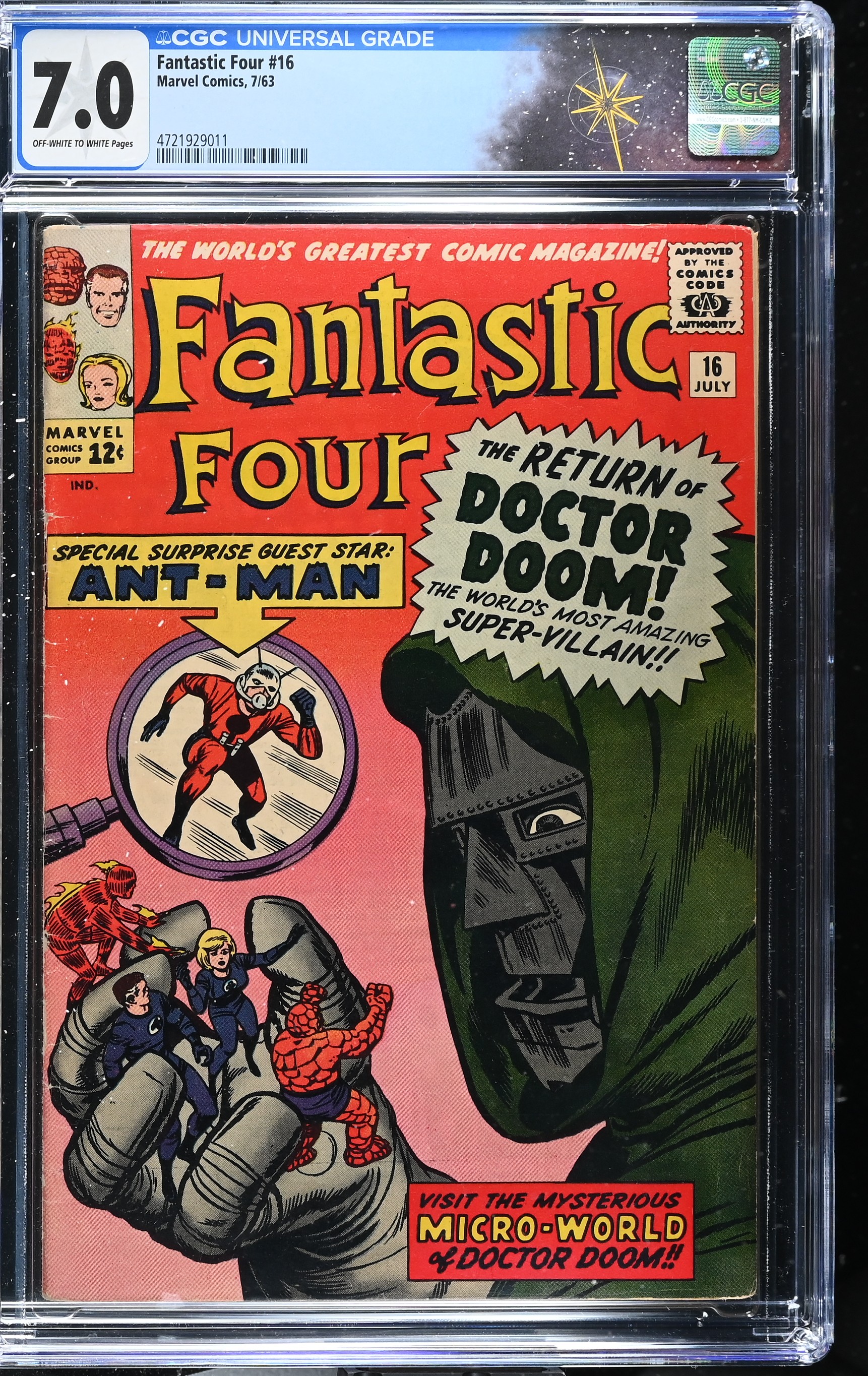 Fantastic Four #16 CGC 7.0 1st Ant-Man Story Outside Tales To Astonish (Marvel Comics, 1963) Off-White to White Pages