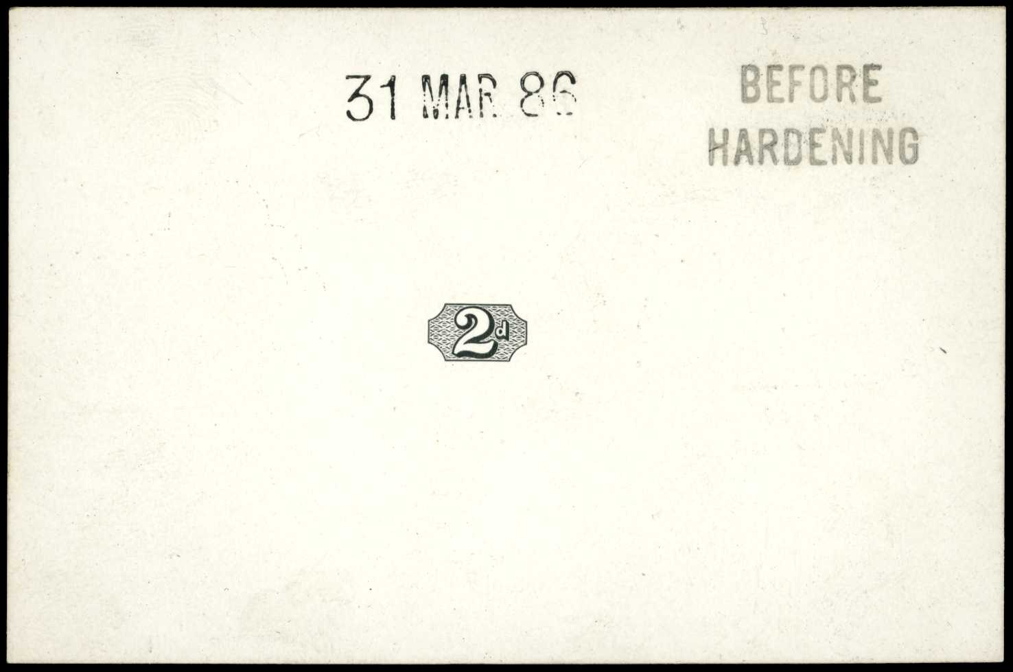 GB 1886 2d duty plate die proof