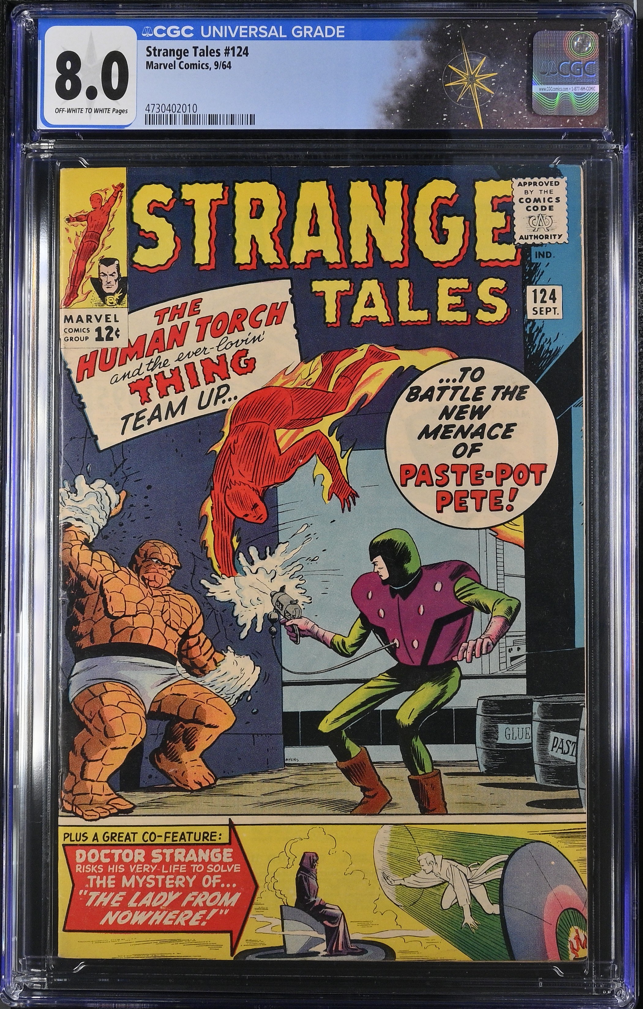 Strange Tales #124 CGC 8.0 1st Issue Featuring The Thing & Human Torch (Marvel Comics, 1964) Off-White to White Pages